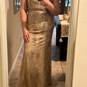 Elegant Gold Evening Gown